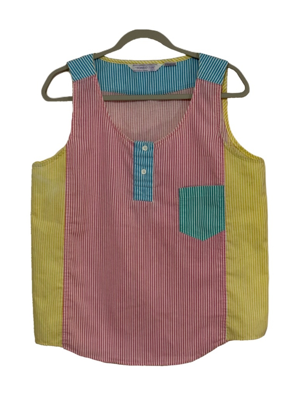 Tons O’ Fun VTG Rainbow Stripe Colorblock Sleeveless Shirt